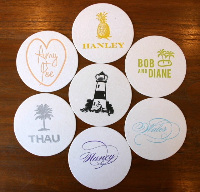 custom letterpress coasters