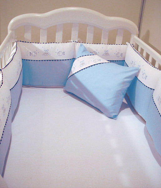 le poisson embroidered fish crib bedding