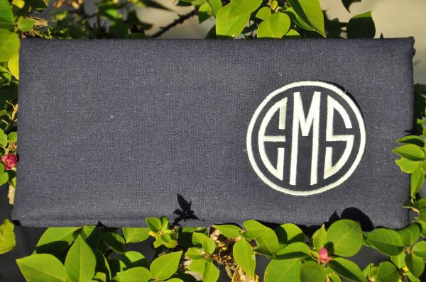 linen clutch with monogram