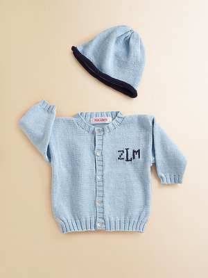 personalized baby cardigan sweater and hat set