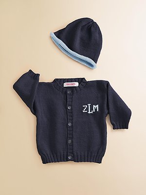 personalized baby cardigan sweater and hat set