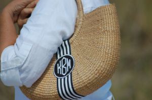 monogrammed basket shoulder bag