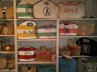 monogrammed gg stripe canvas bag