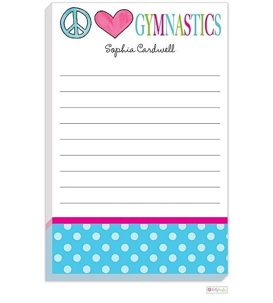 personalized - peace love gymnastics notepad
