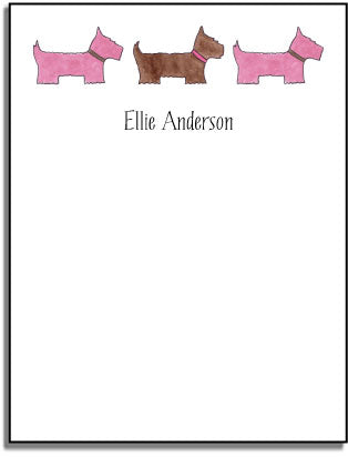 personalized everyday notes preppy pups in pink