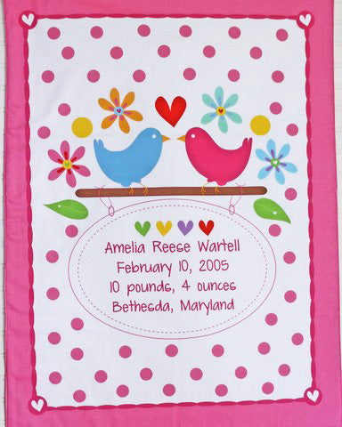 personalized love birds baby announcement pillow - unavailable