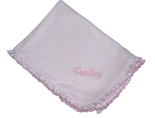 personalized ruffled edge blanket