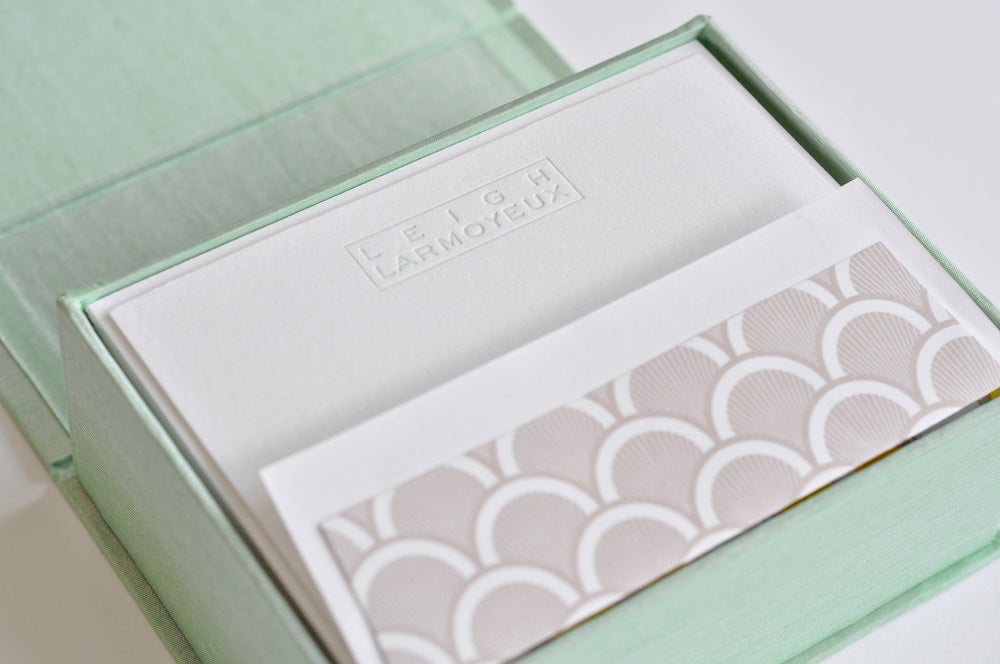 petite seafoam silk stationery box - p14