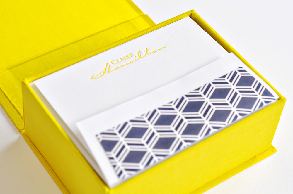 petite yellow silk stationery box - p16