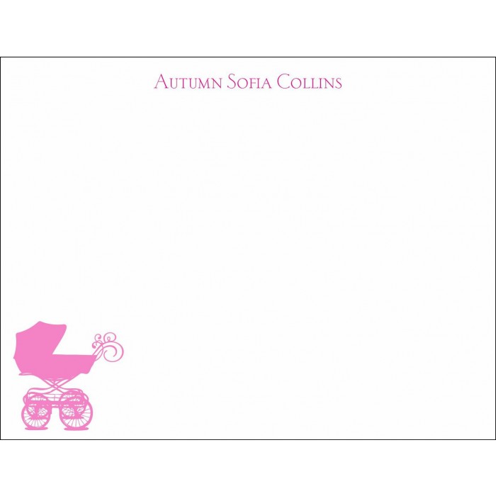 flat print baby announcement - baby buggy pink