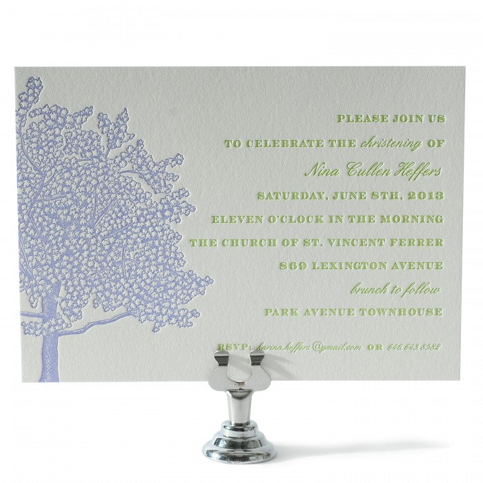 blooming christening tree baptism invitations