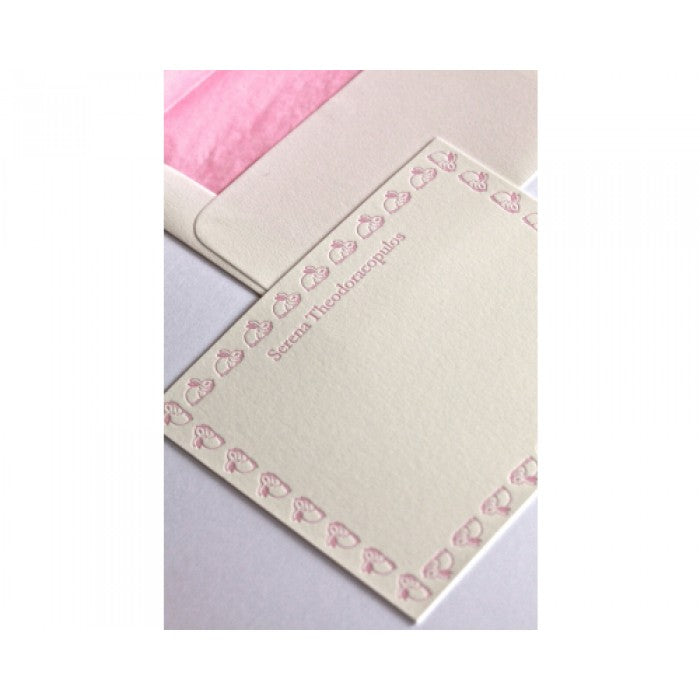 bunny border baby stationery