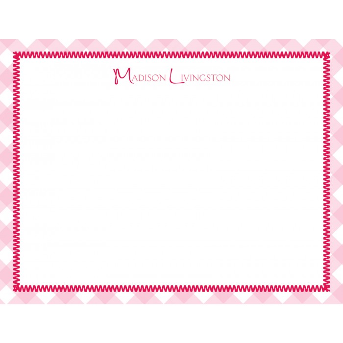 flat print baby announcement - gingham pink