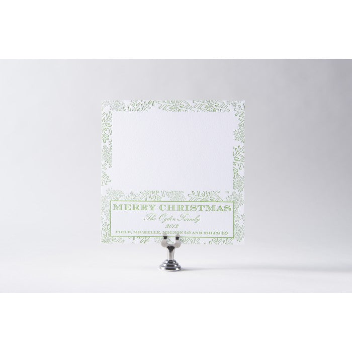 green snow holiday card