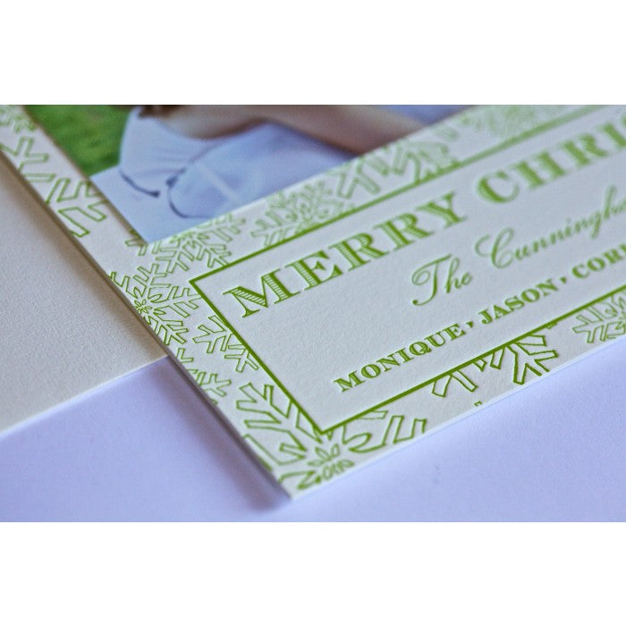 green snow holiday card