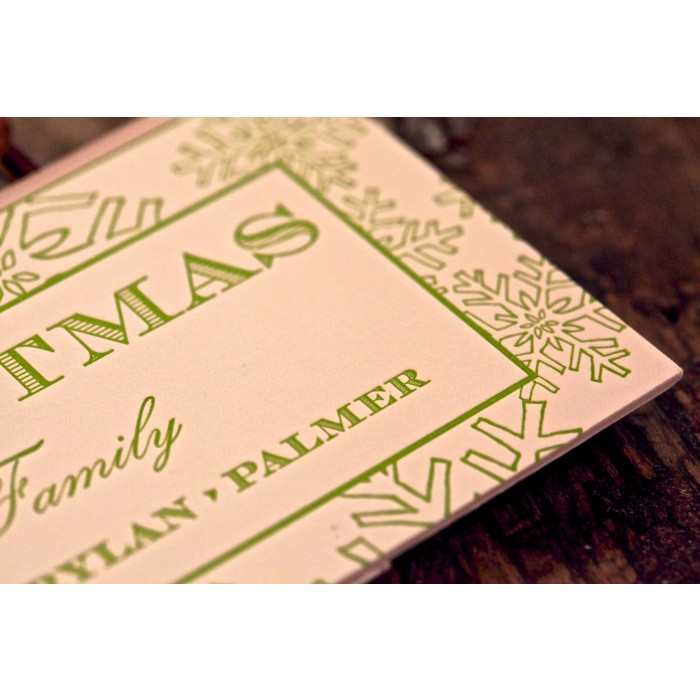 green snow holiday card