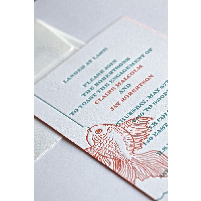 hooked engagement party card
