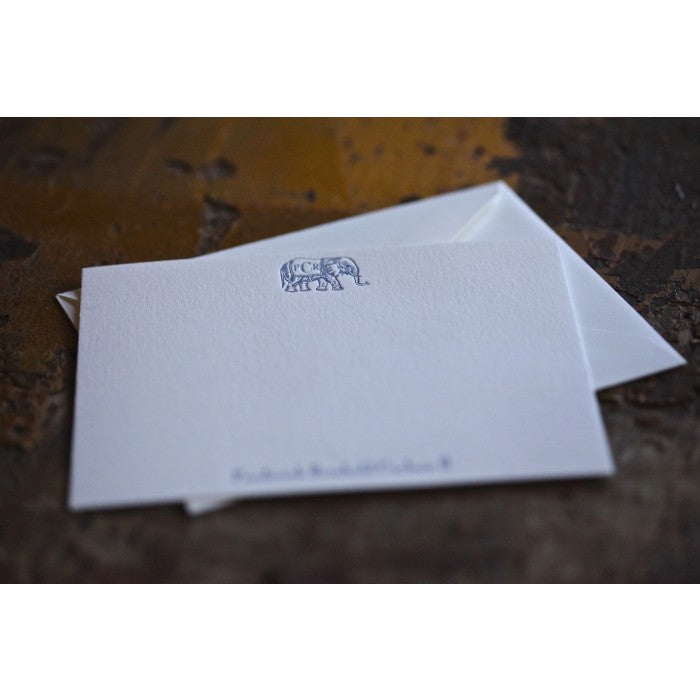 monogram elephant baby stationery