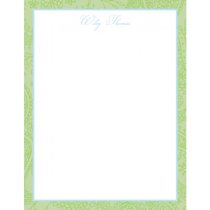 flat print baby announcement - pretty paisley blue