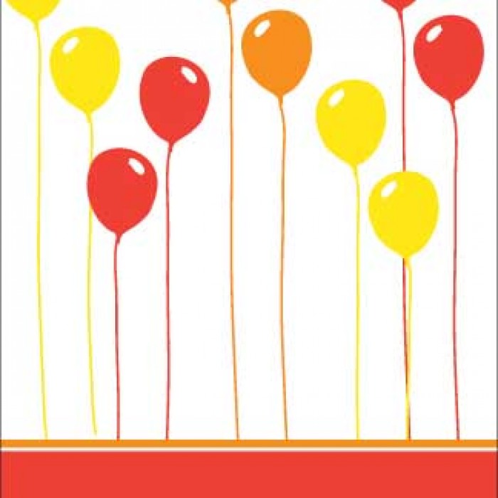 kid's parties invitations - big day balloons red