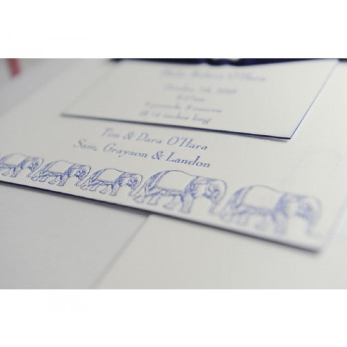letterpress elephant baby announcement - blake