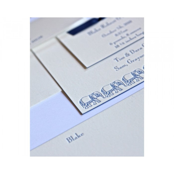 letterpress elephant baby announcement - blake