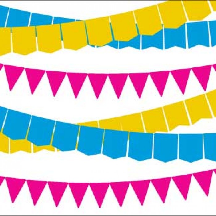 kid's parties invitations - banner year pink