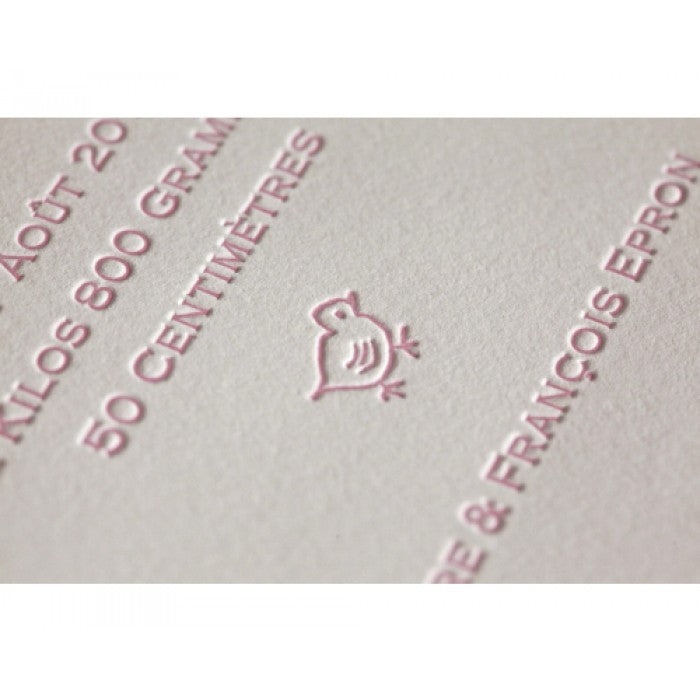 letterpress bird baby announcement - diane