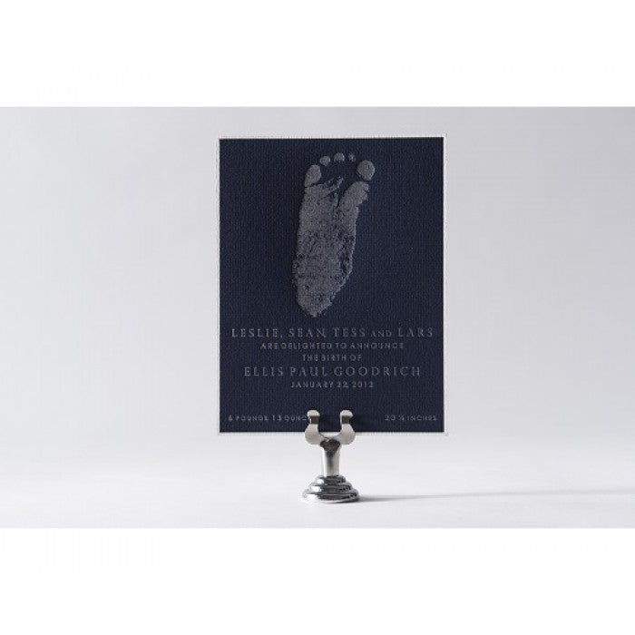 letterpress baby announcement - footprint