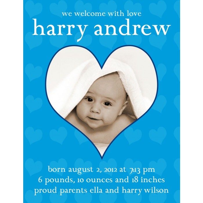 happy heart blue baby stationery