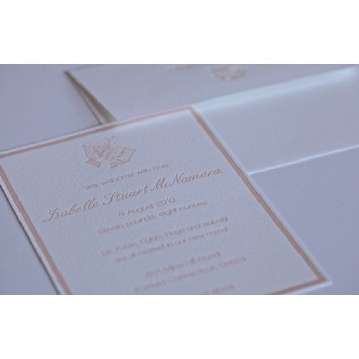 letterpress butterfly baby announcement - isabelle