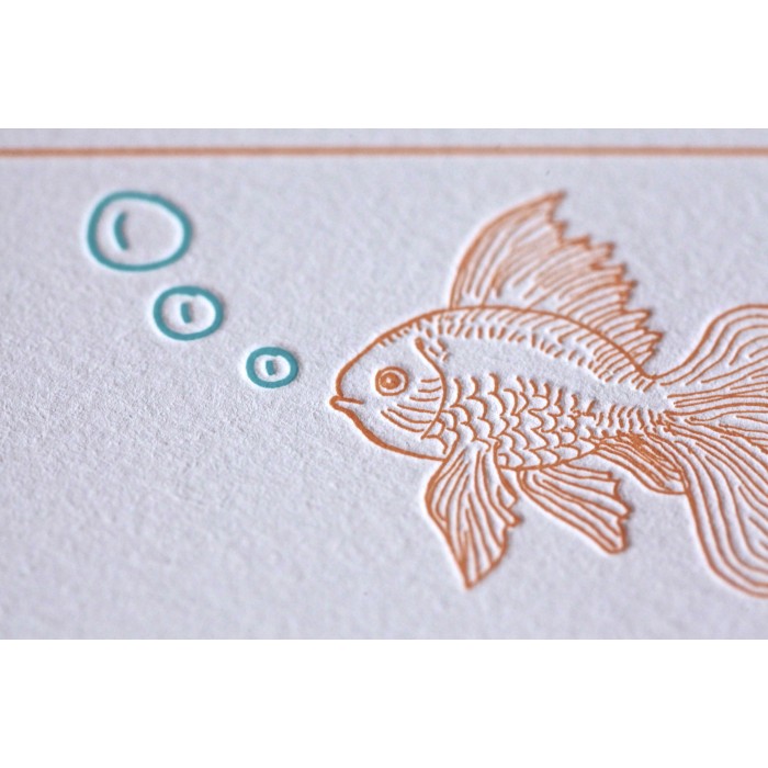 letterpress fish baby announcement - thomas