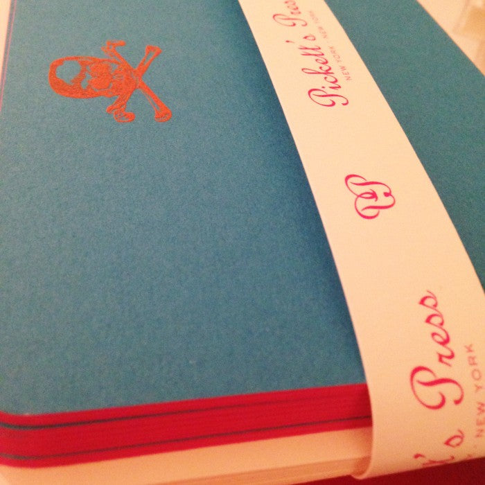 engraved skull & crossbones note cards
