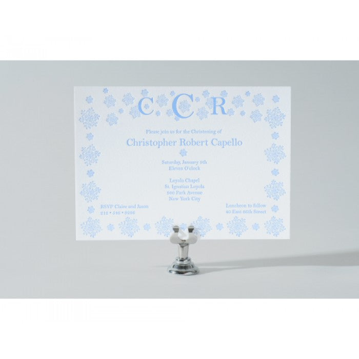 snowy christening baptism invitations