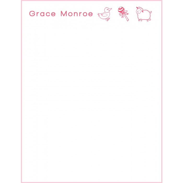 flat print baby announcement - tiny tootsie pink