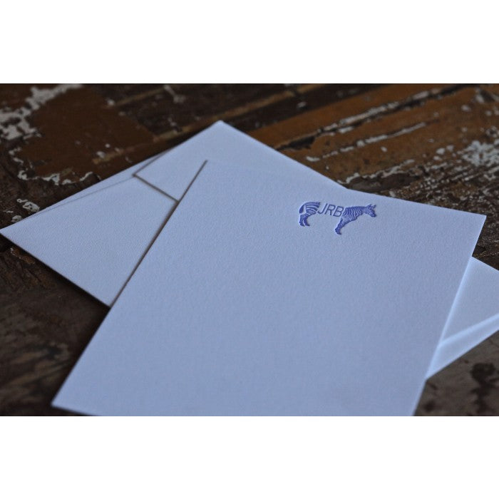 zebra monogram note cards