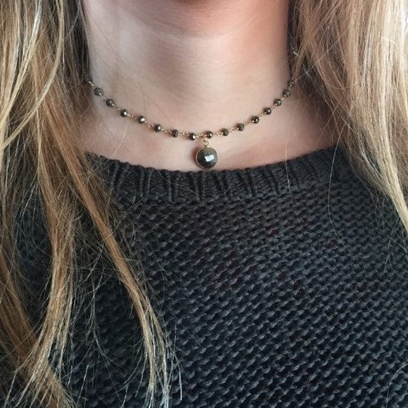 Pyrite Heather Choker Necklace