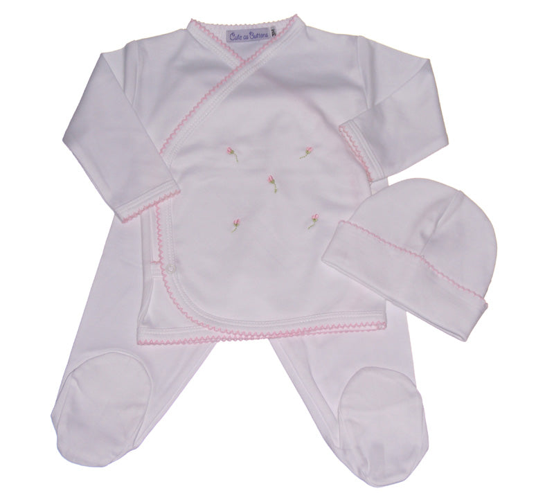 6 piece rosebud layette set