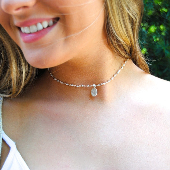 Silver & Moonstone Heather Choker Necklace