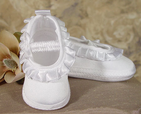 taffeta christening gown with rosettes