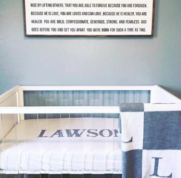 personalized initial and block blanket