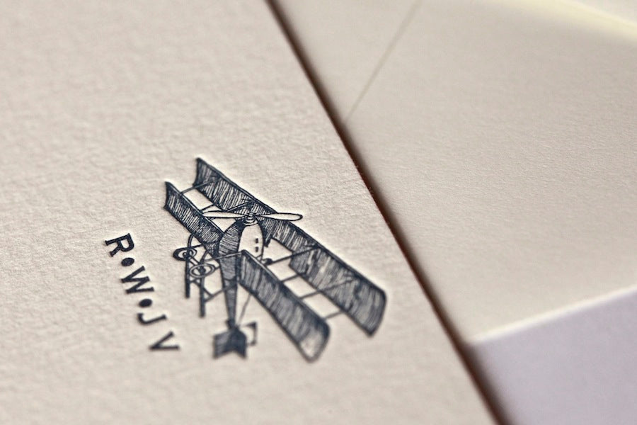 kids black airplane stationery