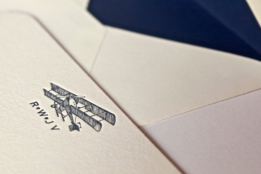 kids black airplane stationery