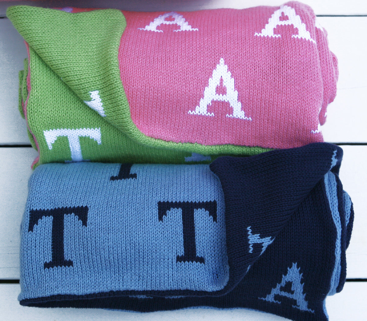 knit baby blanket - initials