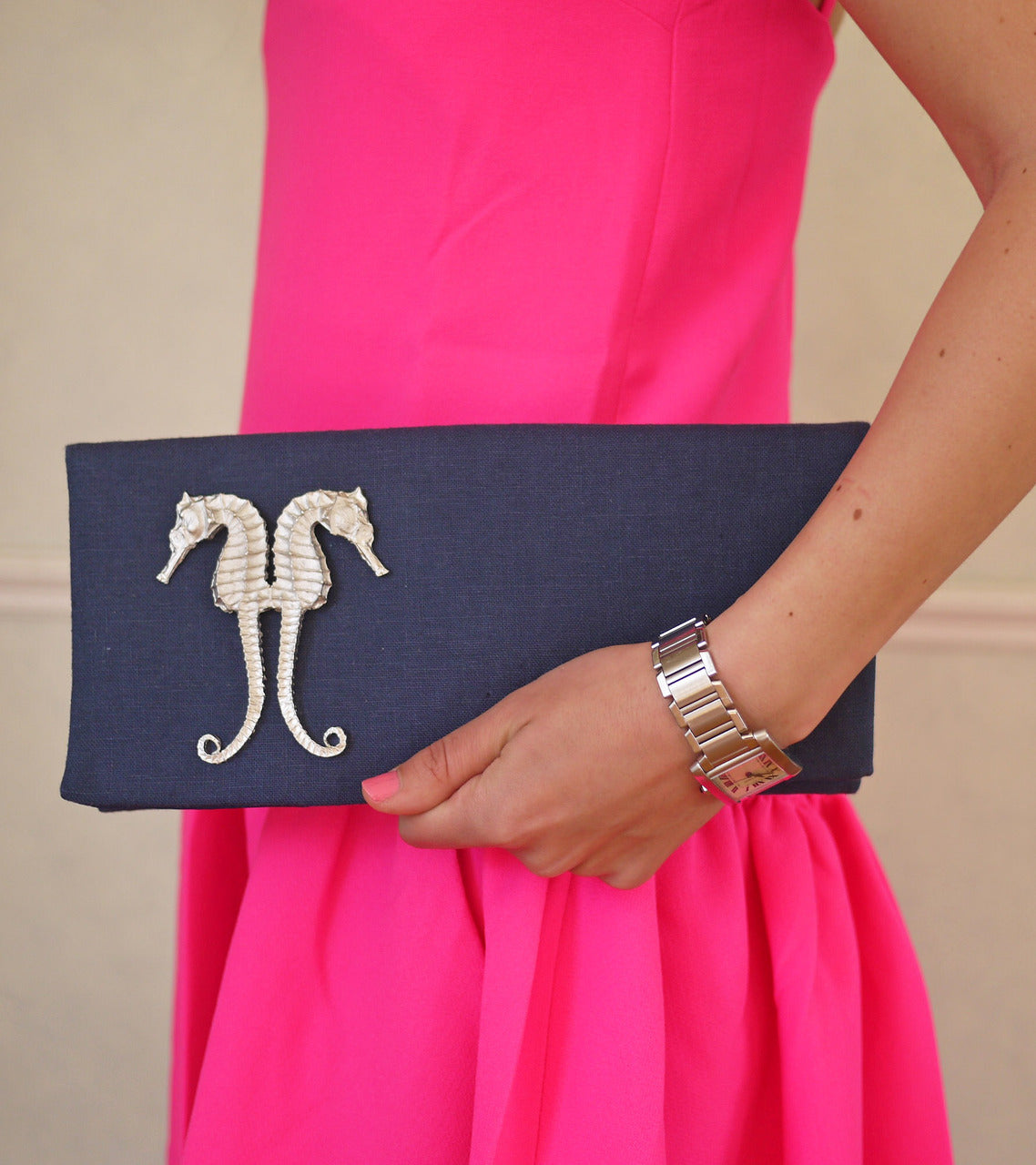linen clutch with castings
