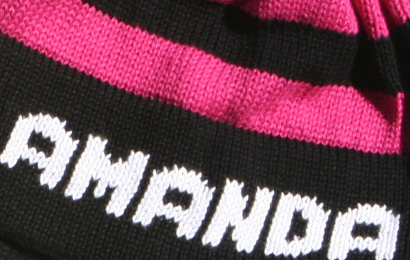 midnight black stripe ear flap hat