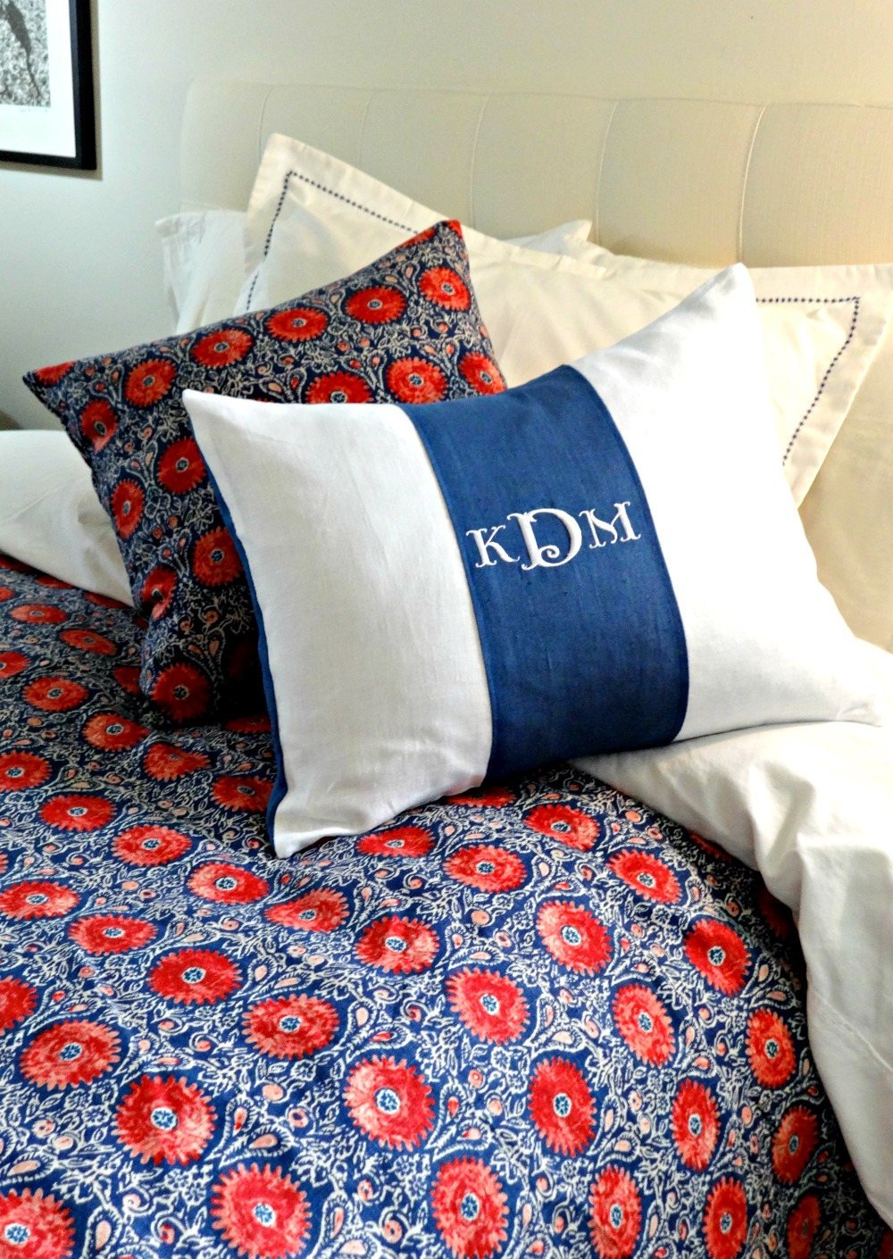 monogram block personalized pillow