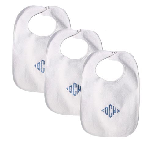 monogrammed pima bib & burp cloth
