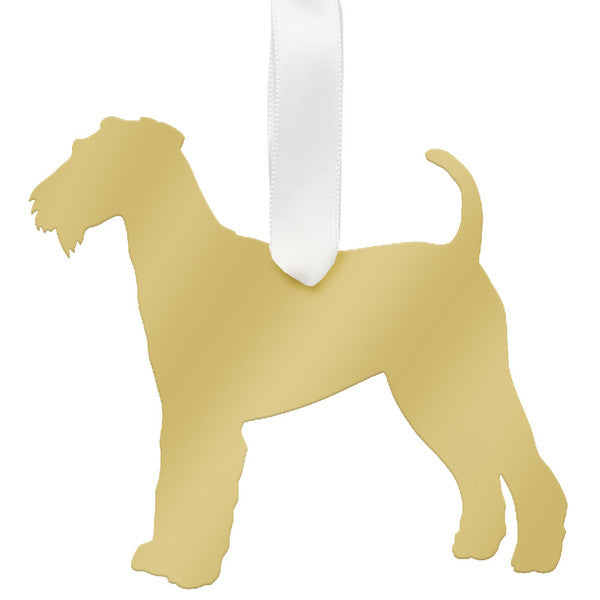moon and lola airedale terrier ornament - silver