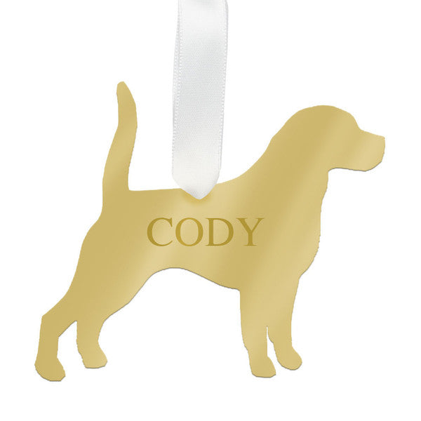 moon and lola beagle christmas ornament - gold